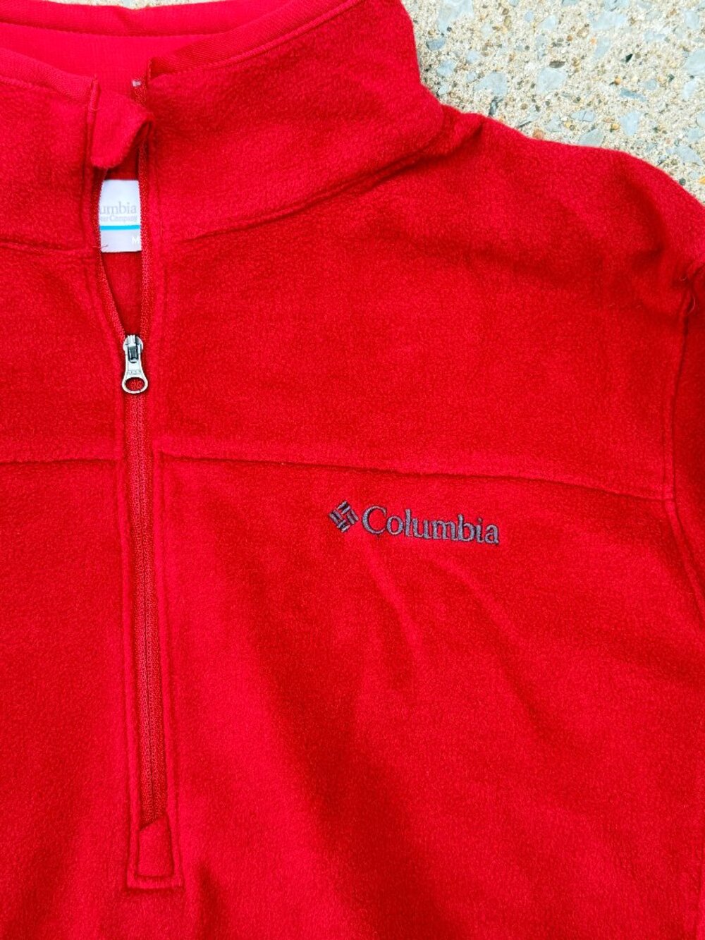 Columbia Mens M Red Fleece Quarter Zip Pullover Gorpcore Outdoors Hike Active 42